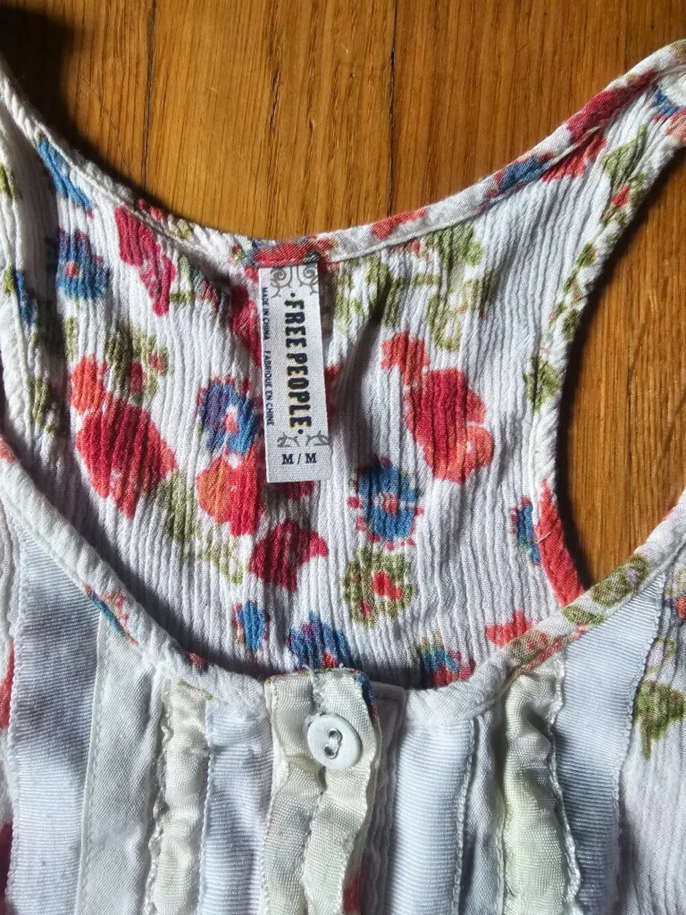 Free People Floral Tuxedo Ruffle Cami Tank Tunic Top ASO Alex Russo Medium